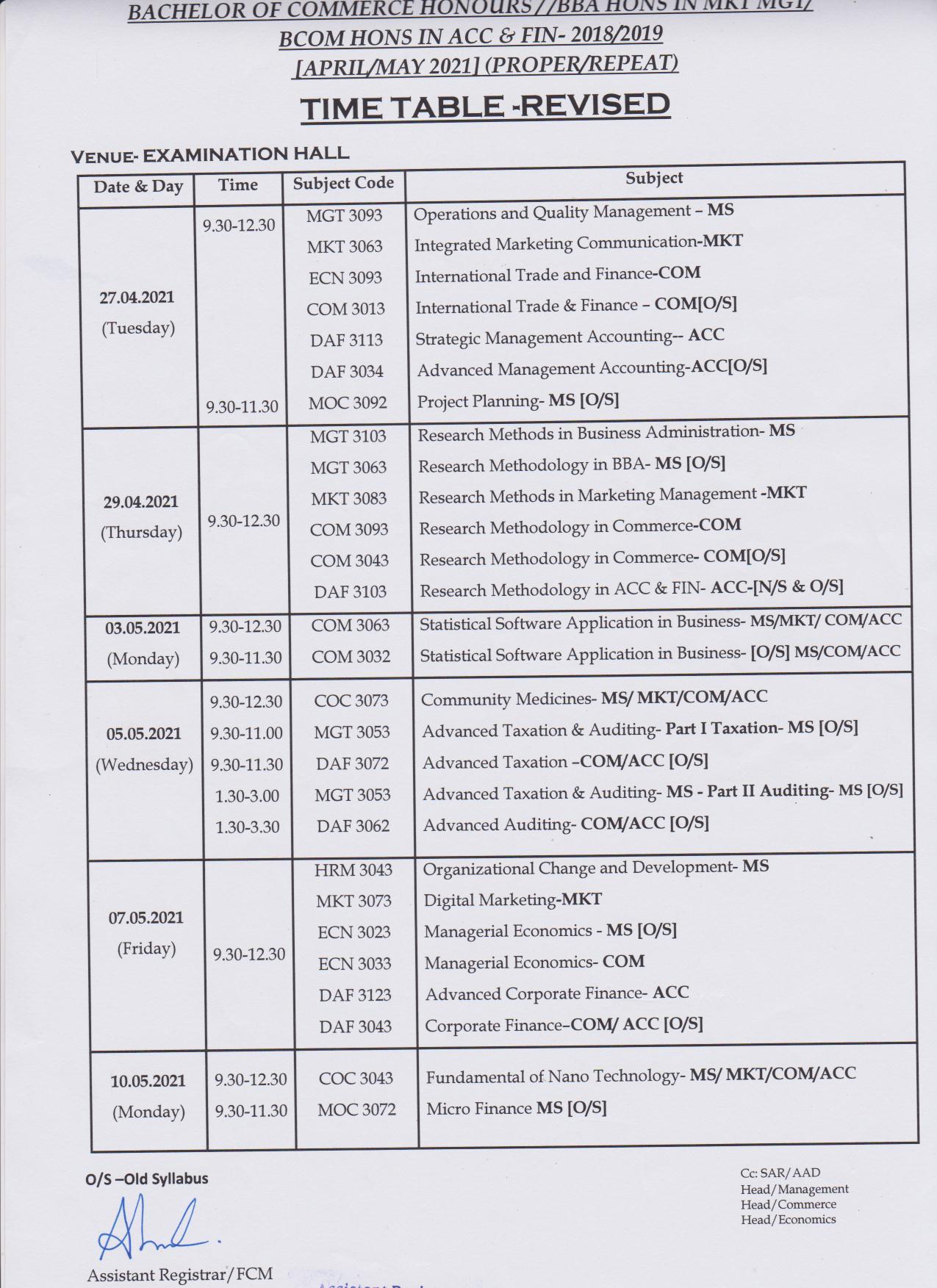 Time Table