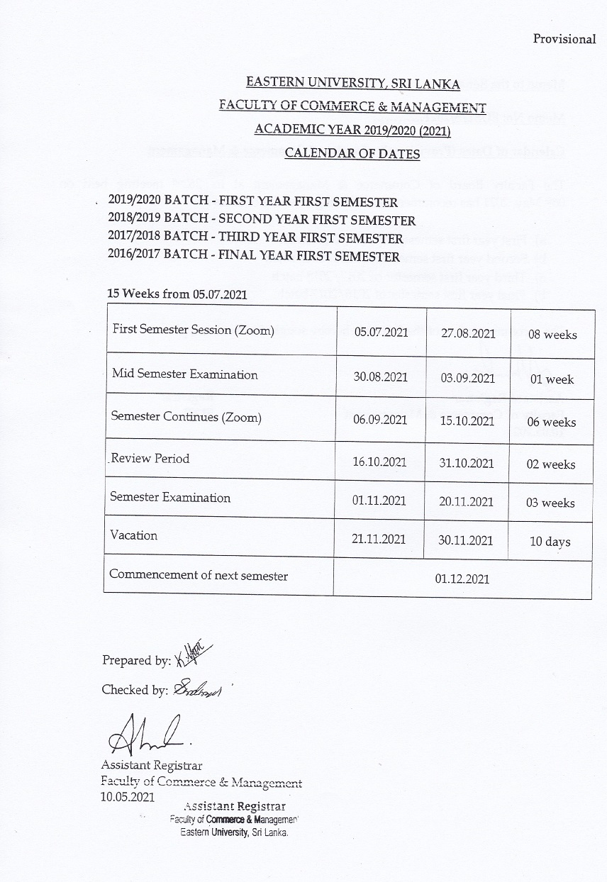 fcm time table